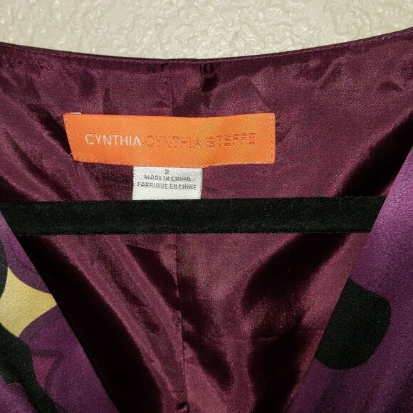 Cynthia Steffe 100% Silk Dress Fit and Flare Purple Bow 2 - Picture 2 of 8
